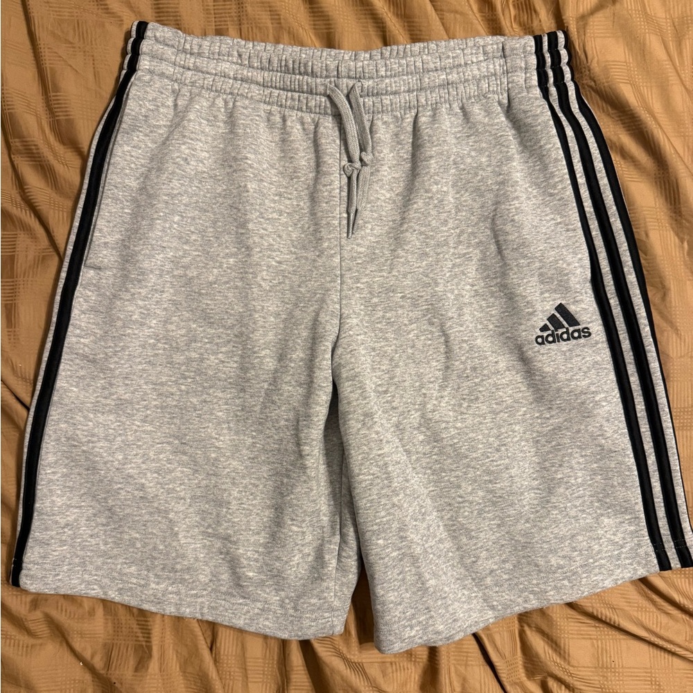 Adidas Men's Athletic Shorts in Gray with Black Stripes